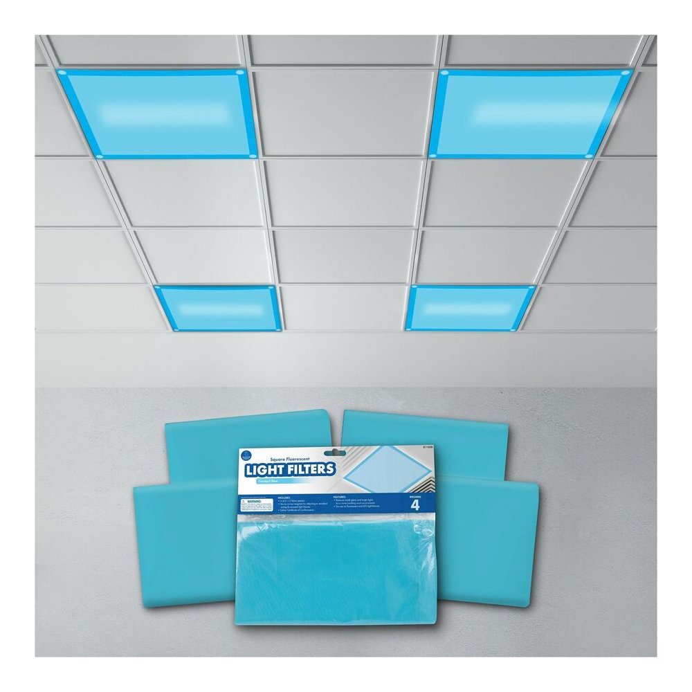 Educational Insights Square Fluorescent Light Filters (Tranquil Blue) - 4 / Pack. Picture 2