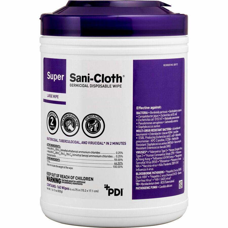 PDI Super Sani-Cloth Germicidal Disposable Wipe - 6.75" Length x 6" Width - Disposable, Disinfectant, Deodorize, Latex-free, Bleach-free, Virucidal, Fungicide, Strong, Pre-moistened, Antimicrobial - 1. Picture 2