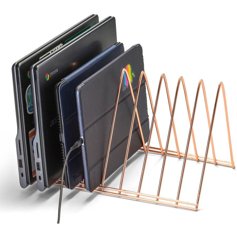 Officemate 93151 Triangular Wire File Sorter, Rose Gold - 7" Height x 7" Width x 11" DepthDesktop - Sturdy - Rose Gold - Steel Wire - 1 Each. Picture 3