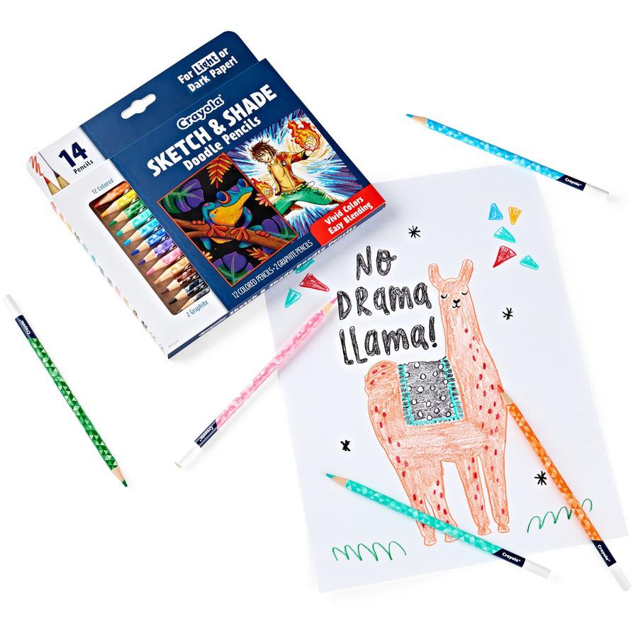 Crayola Sketch & Shade Doodle Pencils - Graphite Lead - 2H, HB - Multicolor Barrel - 14 / Pack. Picture 10