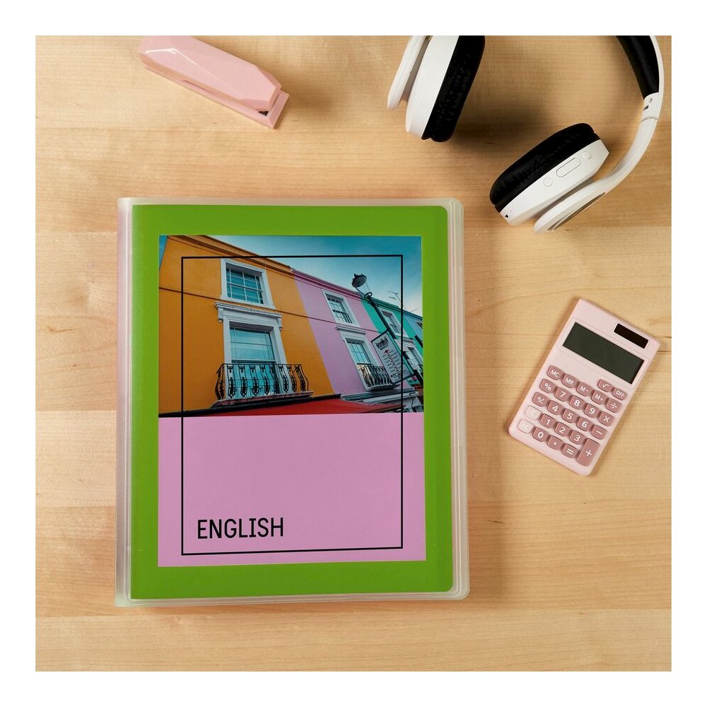 Avery&reg; Flexi-View 3 Ring Binder, 1 Inch Round Rings, 1 Chartreuse Green Binder - 1" Binder Capacity - Letter - 8 1/2" x 11" Sheet Size - 175 Sheet Capacity - Fastener: Round Ring - Pocket: 1, Insi. Picture 4