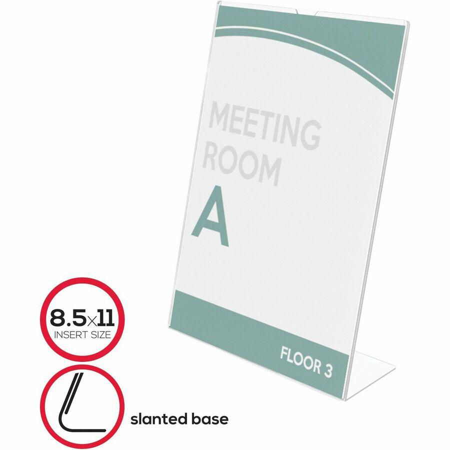 Deflecto Superior Image Slanted Sign Holders - 8.5" Width x 11" Height x 3.5" Depth - L-shaped Shape - Top Loading, Durable - Polystyrene - Clear - 12 / Carton. Picture 9