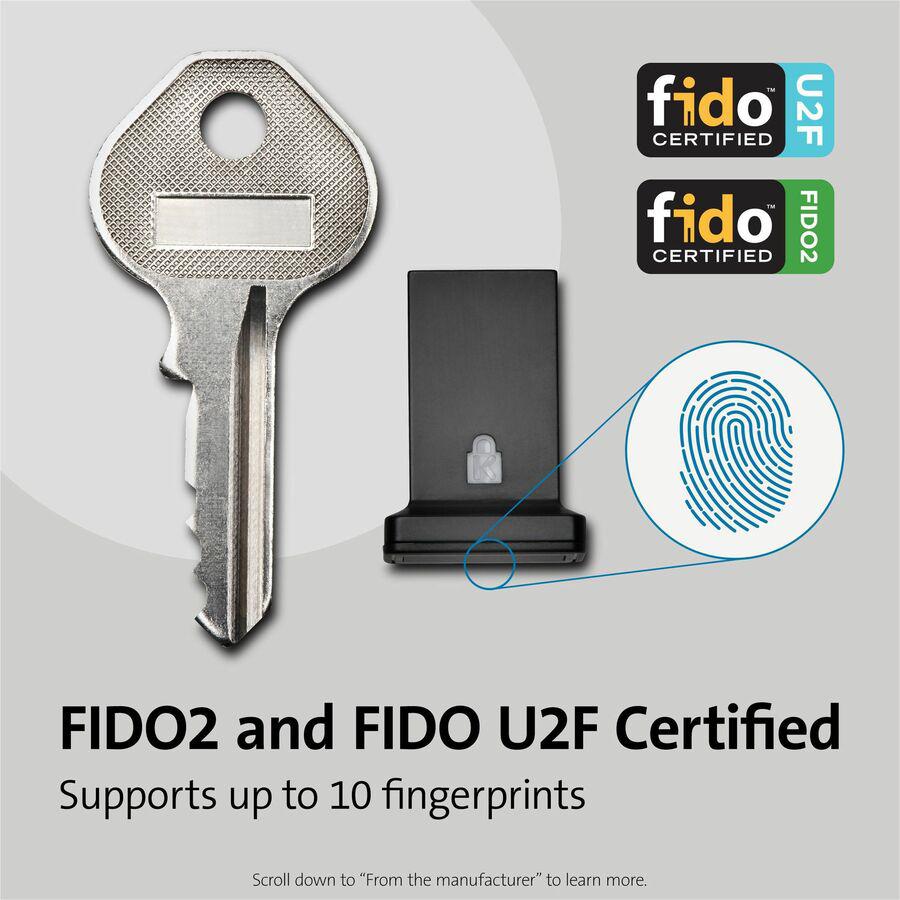 Kensington VeriMark Guard Fingerprint Security Key - Black - Fingerprint - USB - 5 V - TAA Compliant. Picture 10