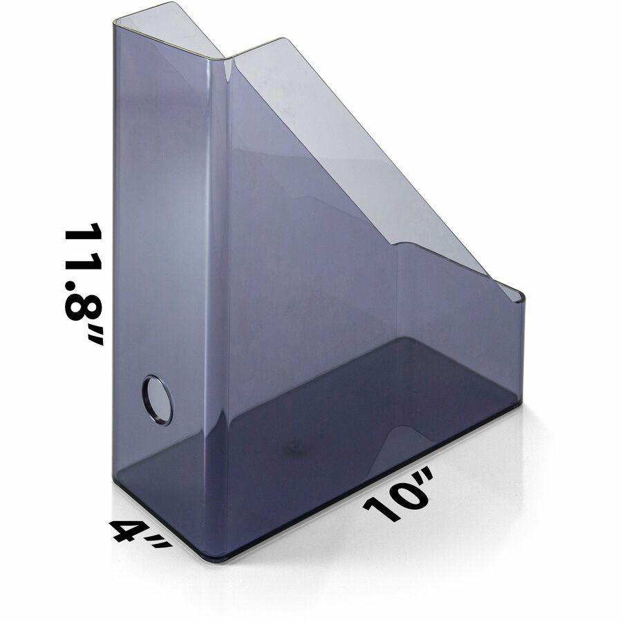 Officemate Literature/Magazine Holder - Vertical - 12.2" Height x 10.3" Width x 4.3" Depth - Plastic - Translucent Gray - Sturdy, Durable, Reusable - 1 Each. Picture 2