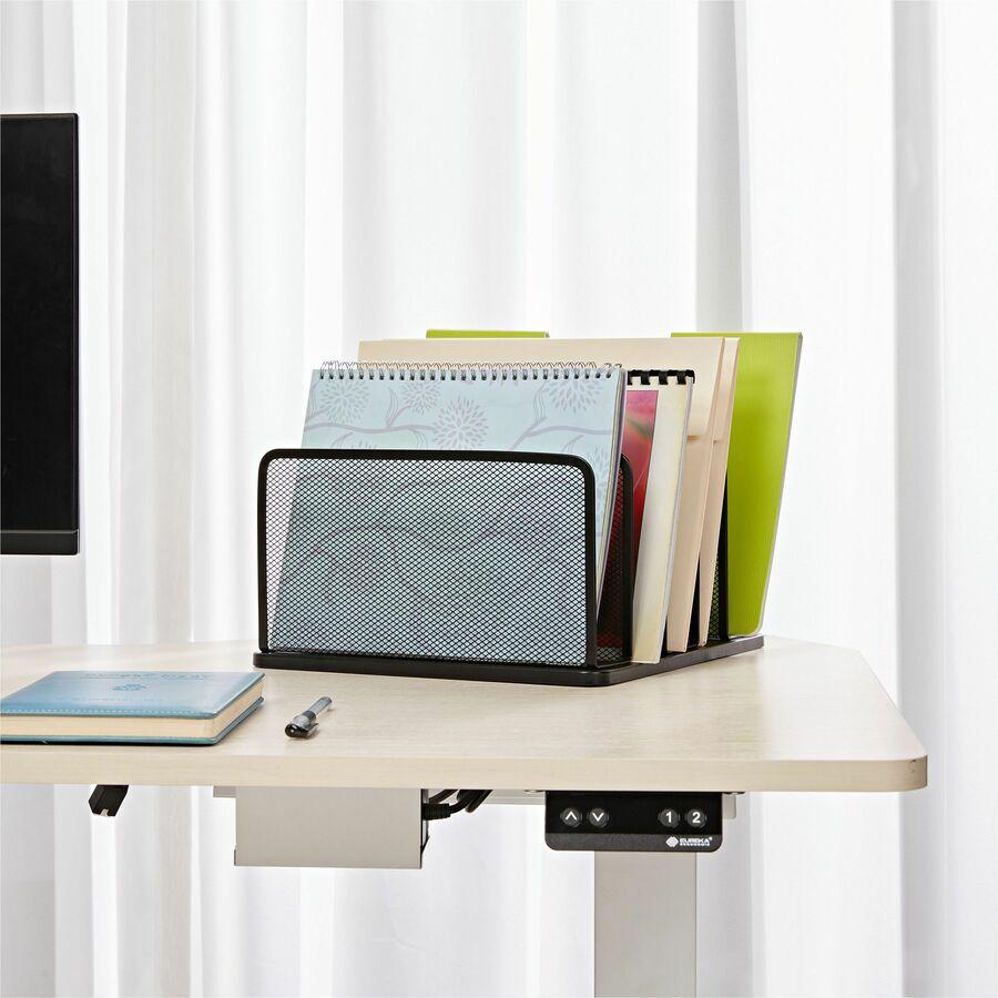Lorell 5-Tier Letter Tray - 5 Tier(s) - Vertical - Side-loading, Sturdy - Black - Steel Mesh - 1 Each. Picture 9