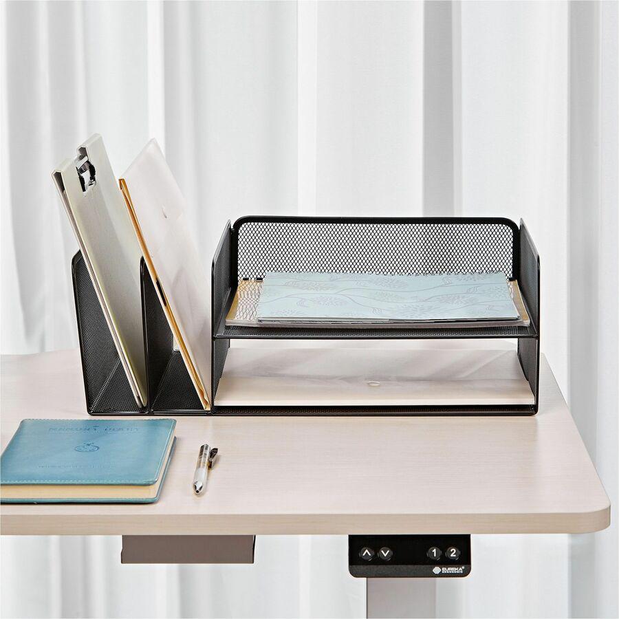 Lorell 4-Tier File Organizer - 4 Tier(s) - Horizontal/Vertical - Desktop - Black - Steel Mesh - 1 Each. Picture 15