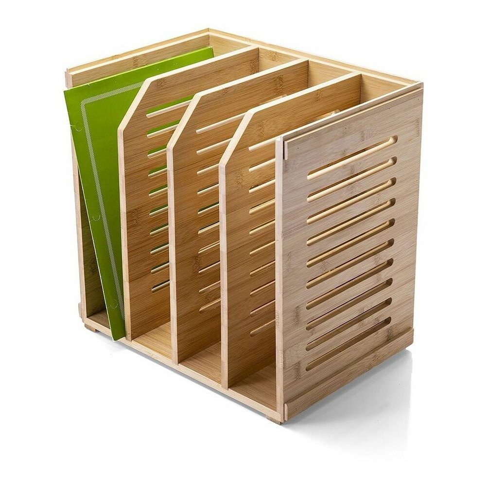 Officemate Bamboo Magazine File - 4 Compartment(s) - Horizontal/Vertical - 5.28" Height x 14.09" Width x 8.62" Depth - Stackable - Durable, Stackable - Natural - Bamboo - 1 Each. Picture 3