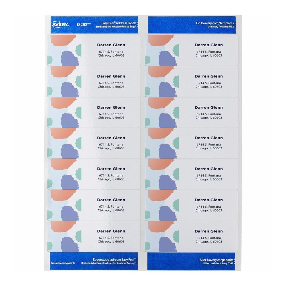 Avery&reg; Easy Peel Address Labels, 1-1/3" x 4" , 3,500 Labels (5962) - x 1 21/64" Width x 4" Length - Permanent Adhesive - Rectangle - Laser - Matte - White - Paper - 14 / Sheet - 250 Total Sheets -. Picture 2