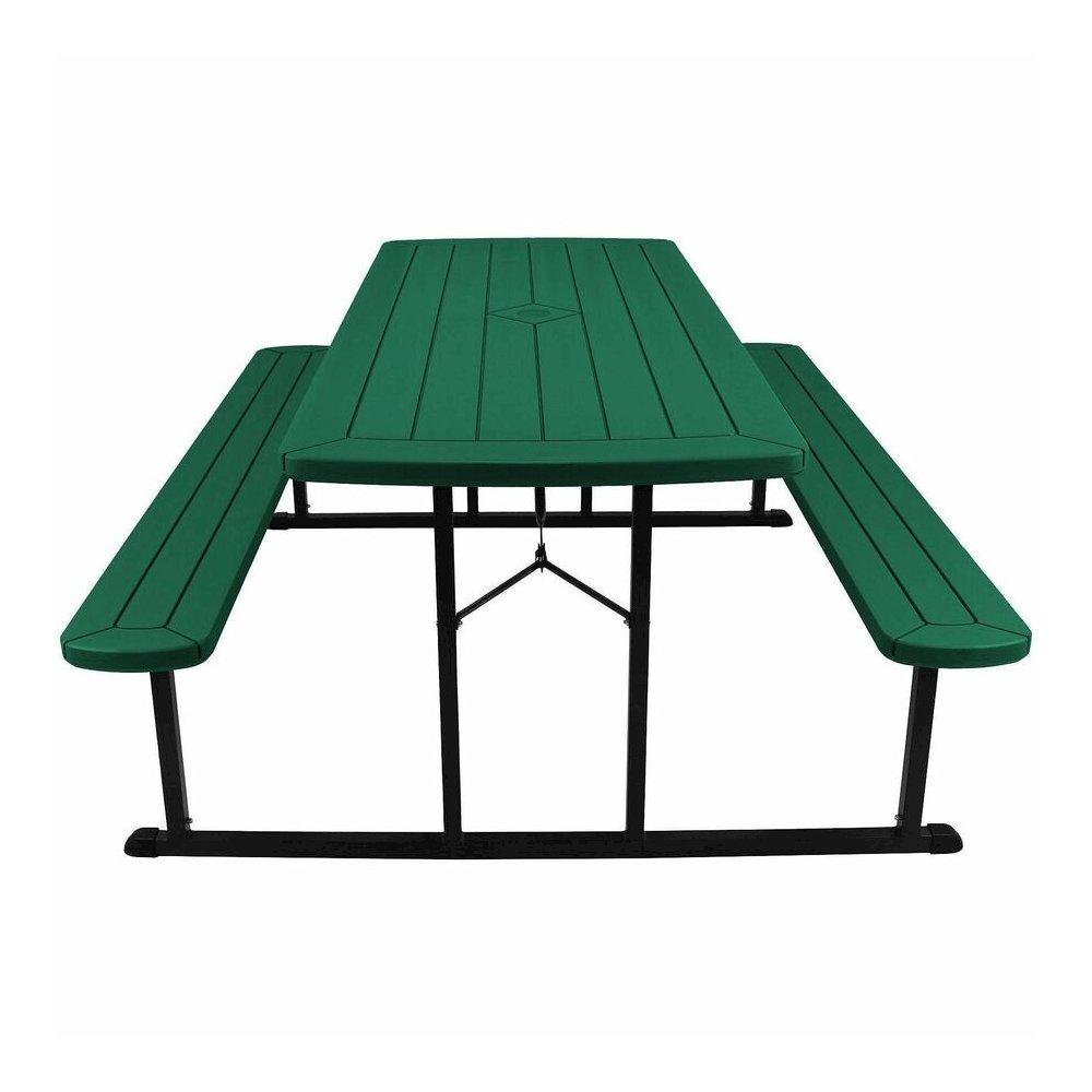 National Public Seating Folding Picnic Tables - Green, Textured, Wood Grain Top - 8 Seating Capacity - 1800 lb Capacity x 32" Table Top Depth x 1.60" Table Top Thickness - 29.50" Height x 72" Width x . Picture 4