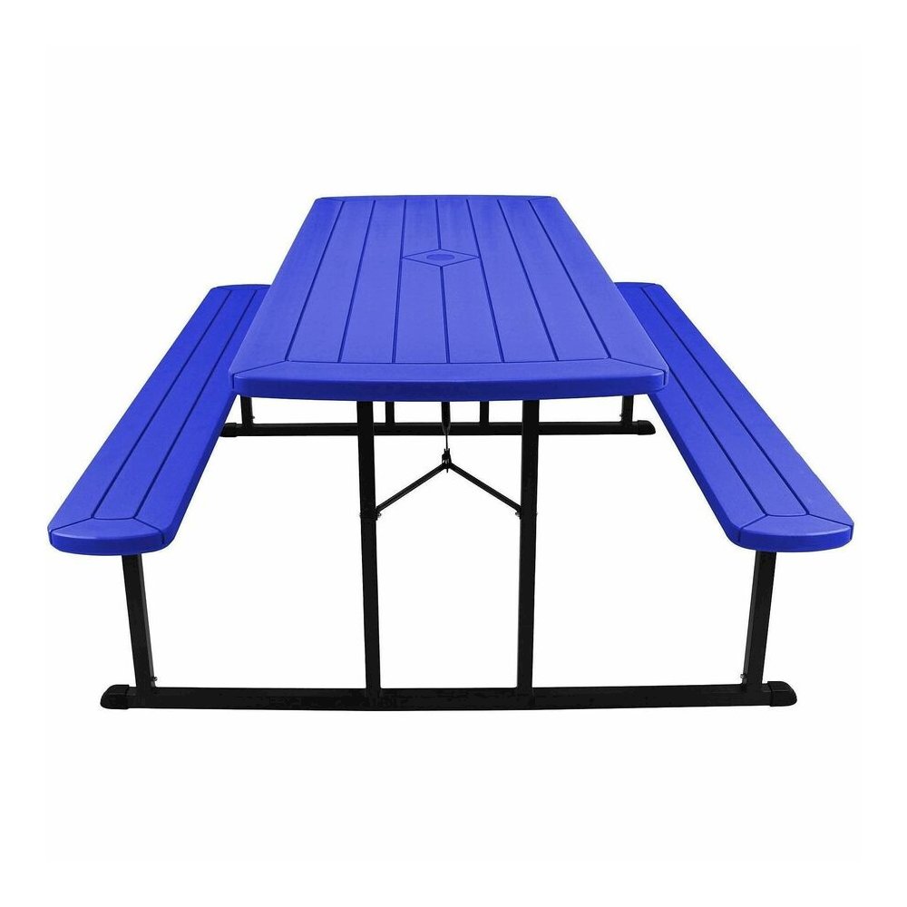 National Public Seating Folding Picnic Tables - Blue, Textured, Wood Grain Top - 8 Seating Capacity - 1800 lb Capacity x 32" Table Top Depth x 1.60" Table Top Thickness - 29.50" Height x 72" Width x 5. Picture 4