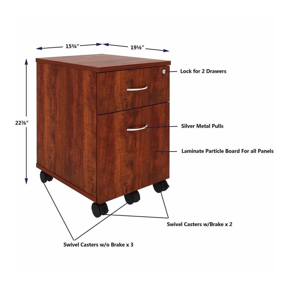 Lorell File Cabinet - for File, Box - Mobility - Cherry. Picture 4