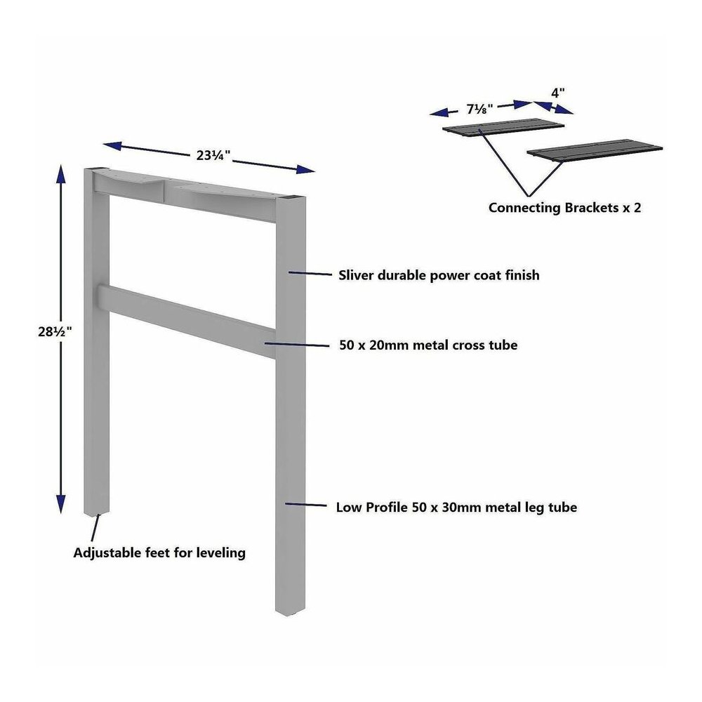 Lorell Adjustable Table Leg Bases & Returns - Assembly Required - Silver - 1 / Each. Picture 5