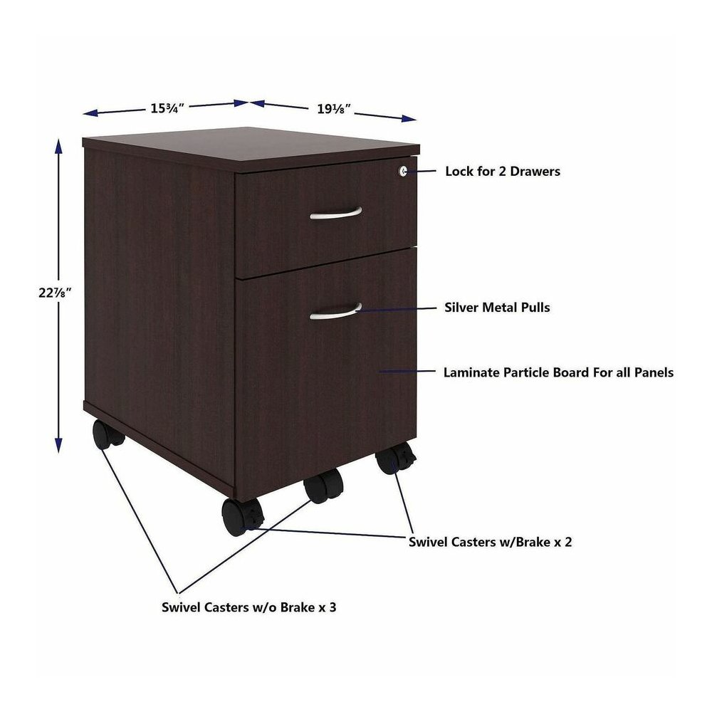 Lorell File Cabinet - for File, Box - Mobility - Espresso - No. Picture 4