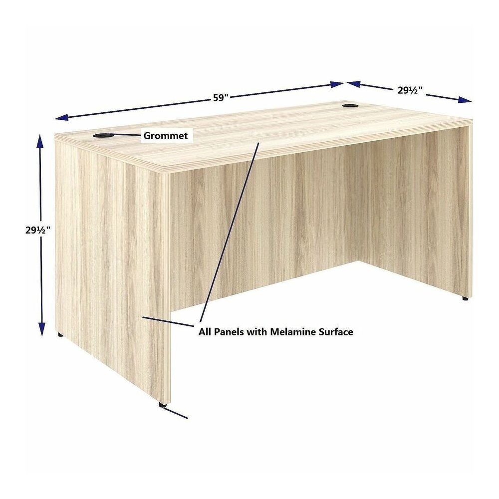 Lorell Essentials Retangular Desk Shell - Assembly Required - Modern Elm - 1 Each. Picture 4