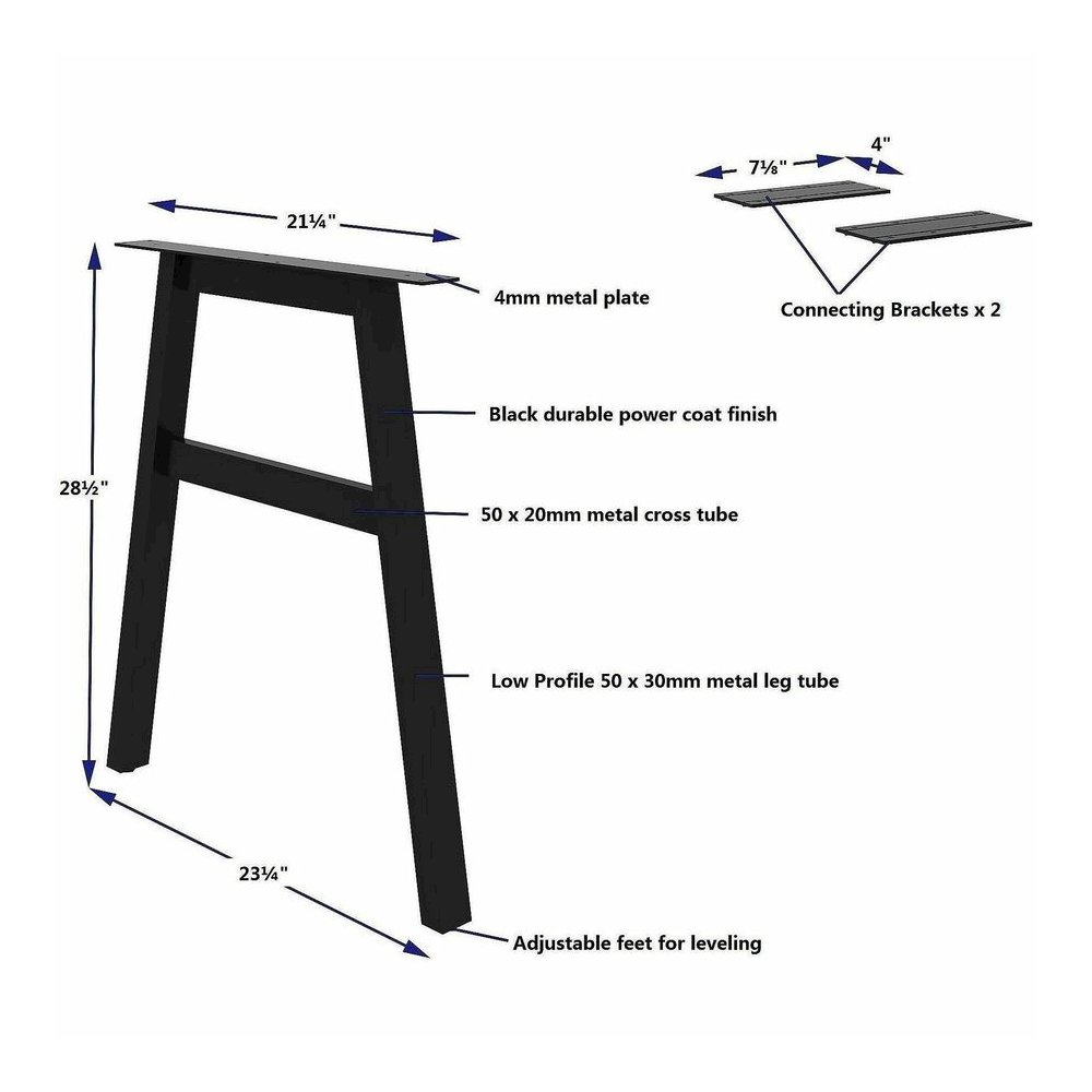 Lorell Adjustable Table Leg Bases & Returns - Assembly Required - Black - 1 / Each. Picture 5