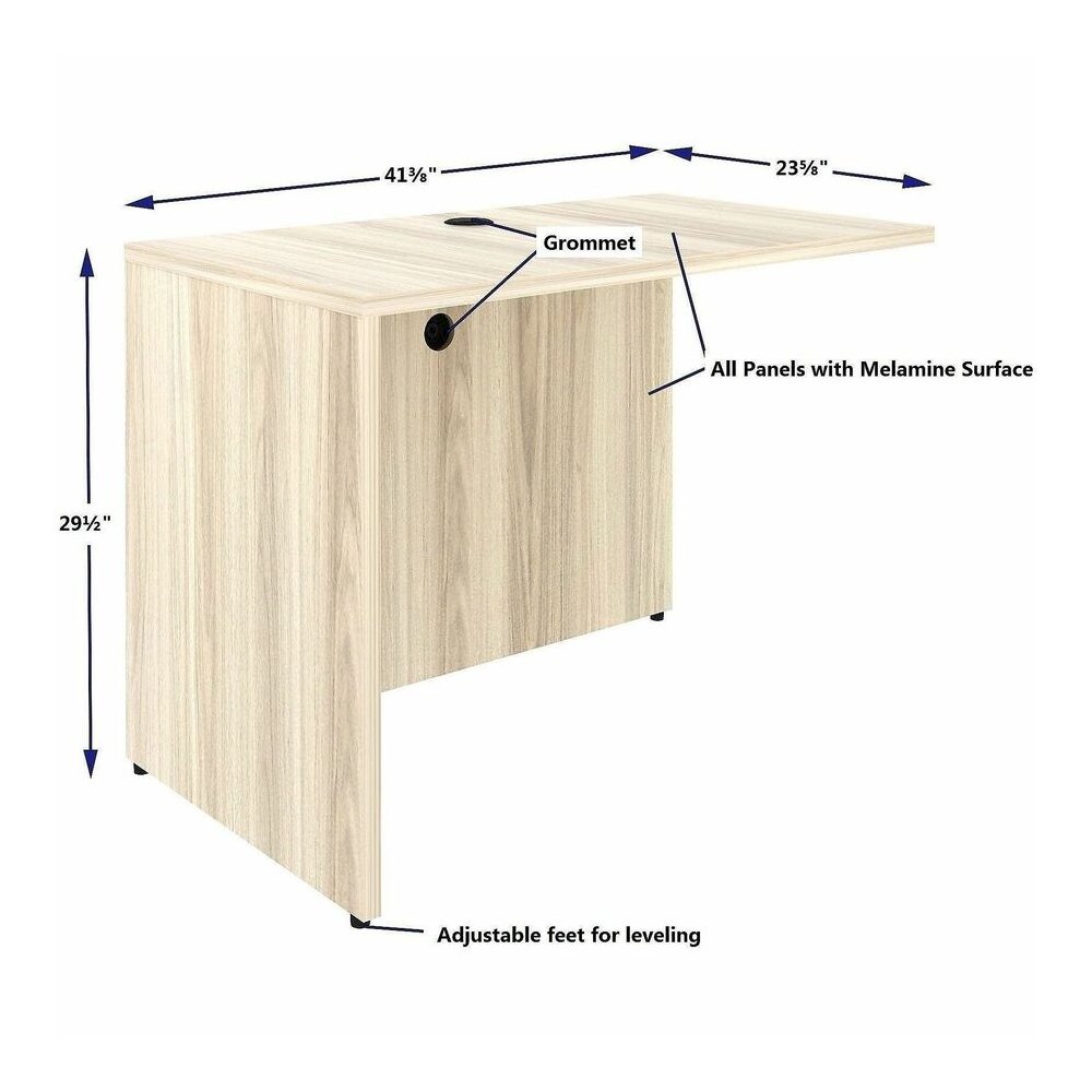 Lorell Essentials Rectangular Return Shell - Rectangle - 1" Thickness Table Top, 29.5" Height x 42" Width x 24" Depth Return Shell - Material: Laminate, Metal - Finish: Modern Elm - Laminate, Modern E. Picture 4