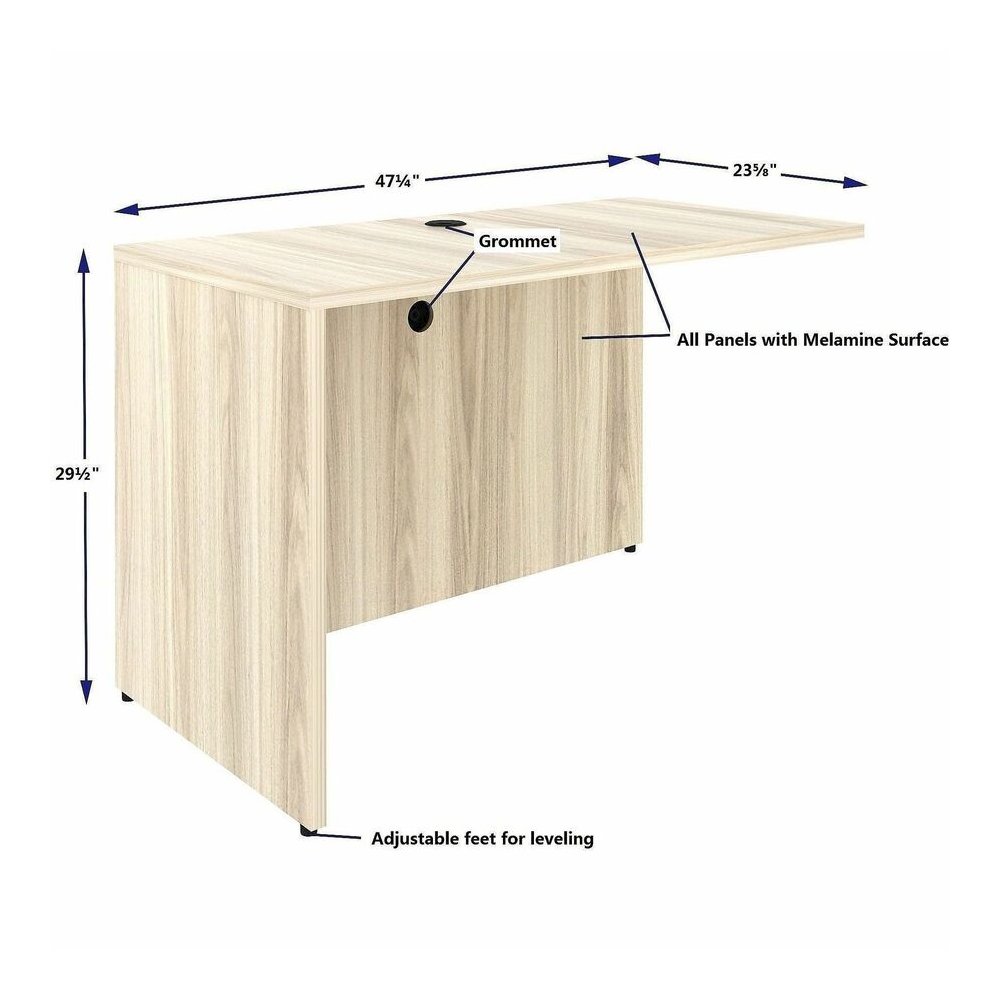 Lorell Essentials Rectangular Return Shell - Rectangle - 1" Thickness Table Top, 29.5" Height x 48" Width x 24" Depth Return Shell - Material: Laminate, Metal - Finish: Modern Elm - Laminate, Modern E. Picture 4