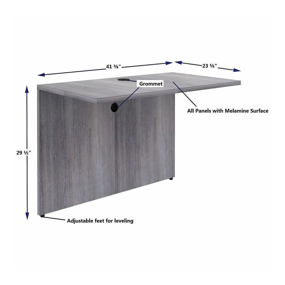Lorell Weathered Charcoal Laminate Desking - 29.5" Height x 42" Width x 24" Depth, 1" Thickness Top - Finish: Weathered Charcoal - Weathered Charcoal, Laminate Table Top - Laminated, Cam Lock, Durable. Picture 4