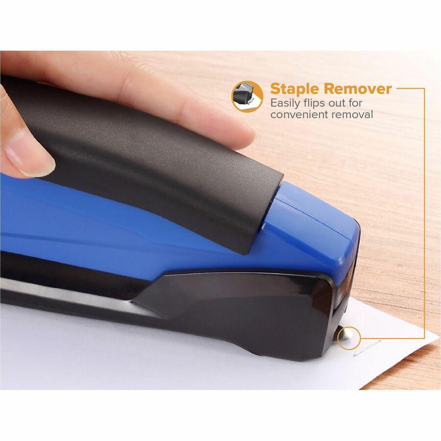 Bostitch InPower Spring-Powered Antimicrobial Desktop Stapler - Staples Upto 20 Sheet - Holds Upto 210 Staple - Full Strip - 4.50" Throat Depth - Blue - Rubber - 1 Each. Picture 12