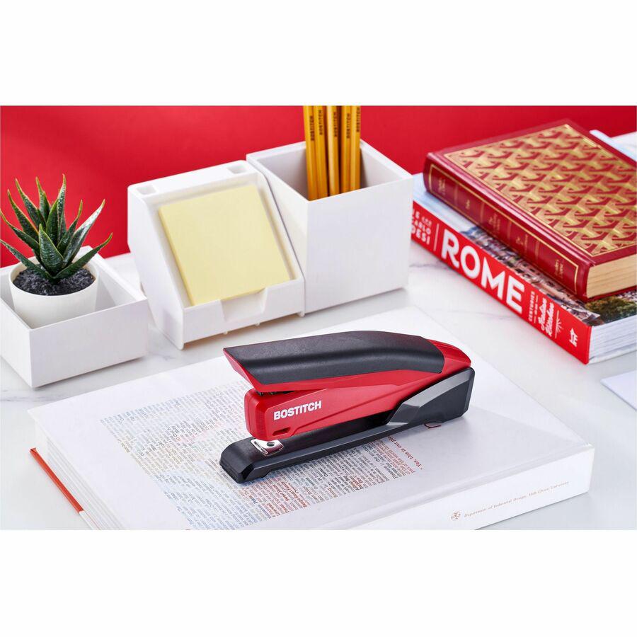 Bostitch InPower Spring-Powered Antimicrobial Desktop Stapler - Staples Upto 20 Sheet - Holds Upto 210 Staple - Full Strip - 4.50" Throat Depth - Red - Rubber - 1 Each. Picture 12