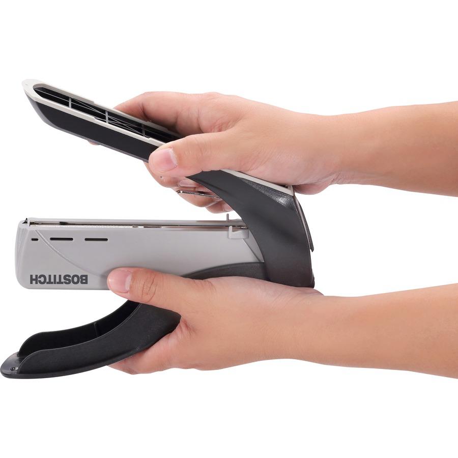 Bostitch Spring-Powered Antimicrobial Heavy Duty Stapler - 60 Sheets Capacity - 5/16" , 3/8" Staple Size - 1 Each - Black, Gray. Picture 9