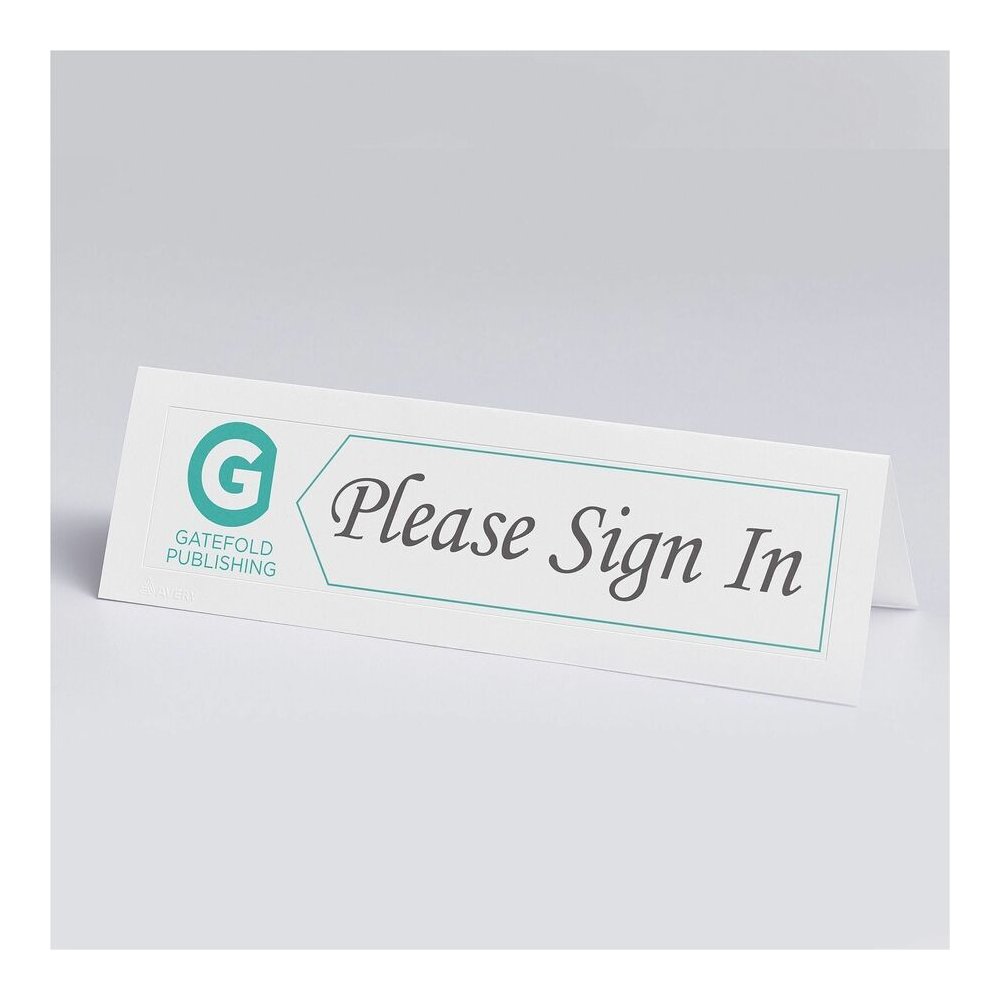 Avery&reg; Tent Cards, 2-1/2" x 8-1/2" , Embossed Border, 100ct (5305) - 97 Brightness - 2 1/2" x 8 1/2" - 65 lb Basis Weight - 176 g/m² Grammage - Matte, Embossed - Heat Resistant, Heavyweight, . Picture 2