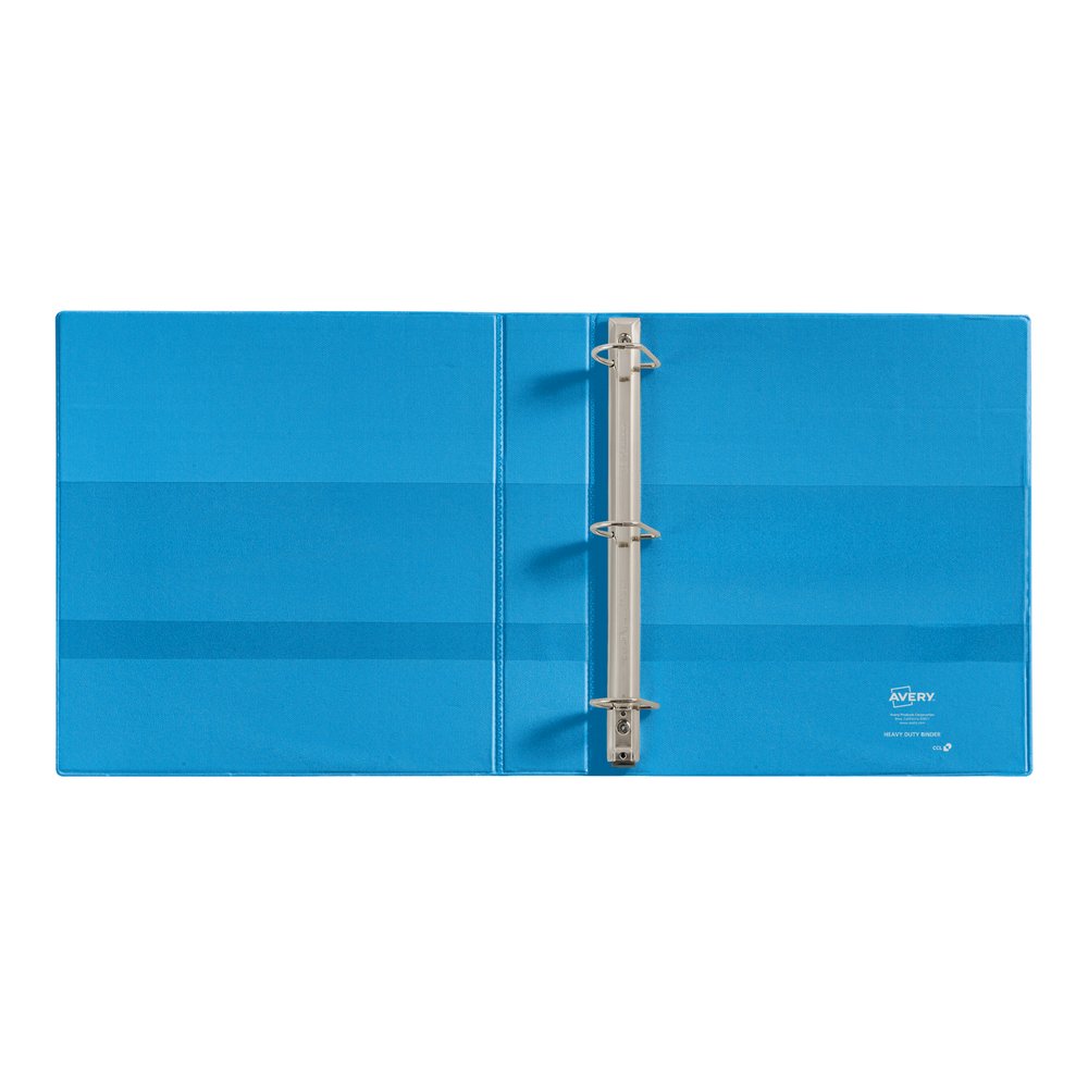 Avery&reg; Heavy-duty Nonstick View Binder - 1 1/2" Binder Capacity - Letter - 8 1/2" x 11" Sheet Size - 375 Sheet Capacity - 3 Ring - Fastener: Slant D-Ring - Pocket: 4, Internal - Poly - Light Blue . Picture 2