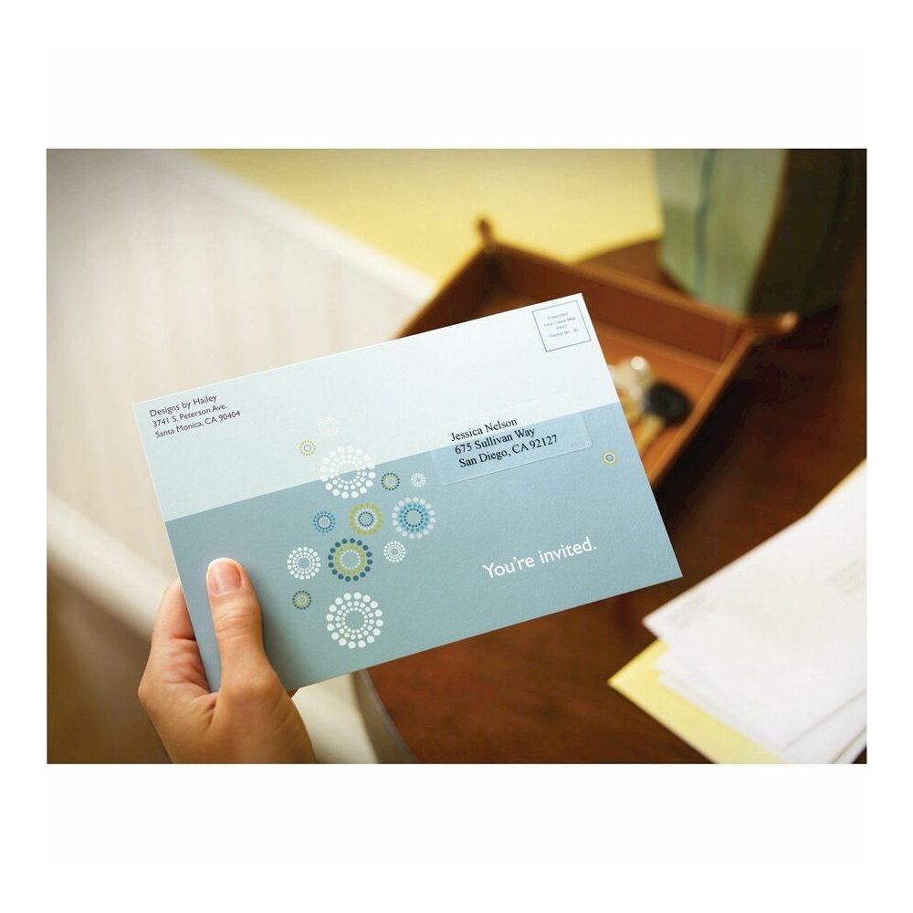 Avery&reg; Easy Peel Return Address Labels - 1" Width x 2 5/8" Length - Permanent Adhesive - Rectangle - Laser - Matte - Clear - Film - 30 / Sheet - 25 Total Sheets - 750 Total Label(s) - 750 / Box. Picture 2