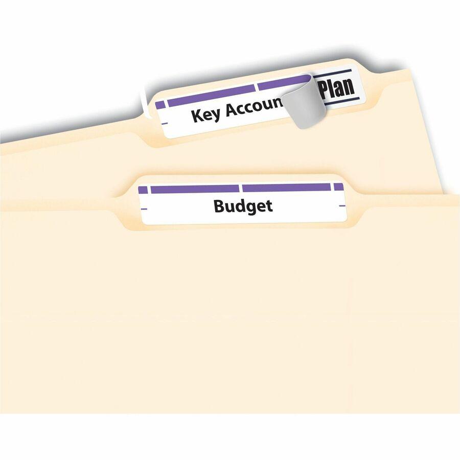 Avery&reg; TrueBlock File Folder Labels - 2/3" Width x 3 7/16" Length - Permanent Adhesive - Rectangle - Inkjet, Laser - Matte - Purple - Paper - 30 / Sheet - 25 Total Sheets - 750 Total Label(s) - 75. Picture 11