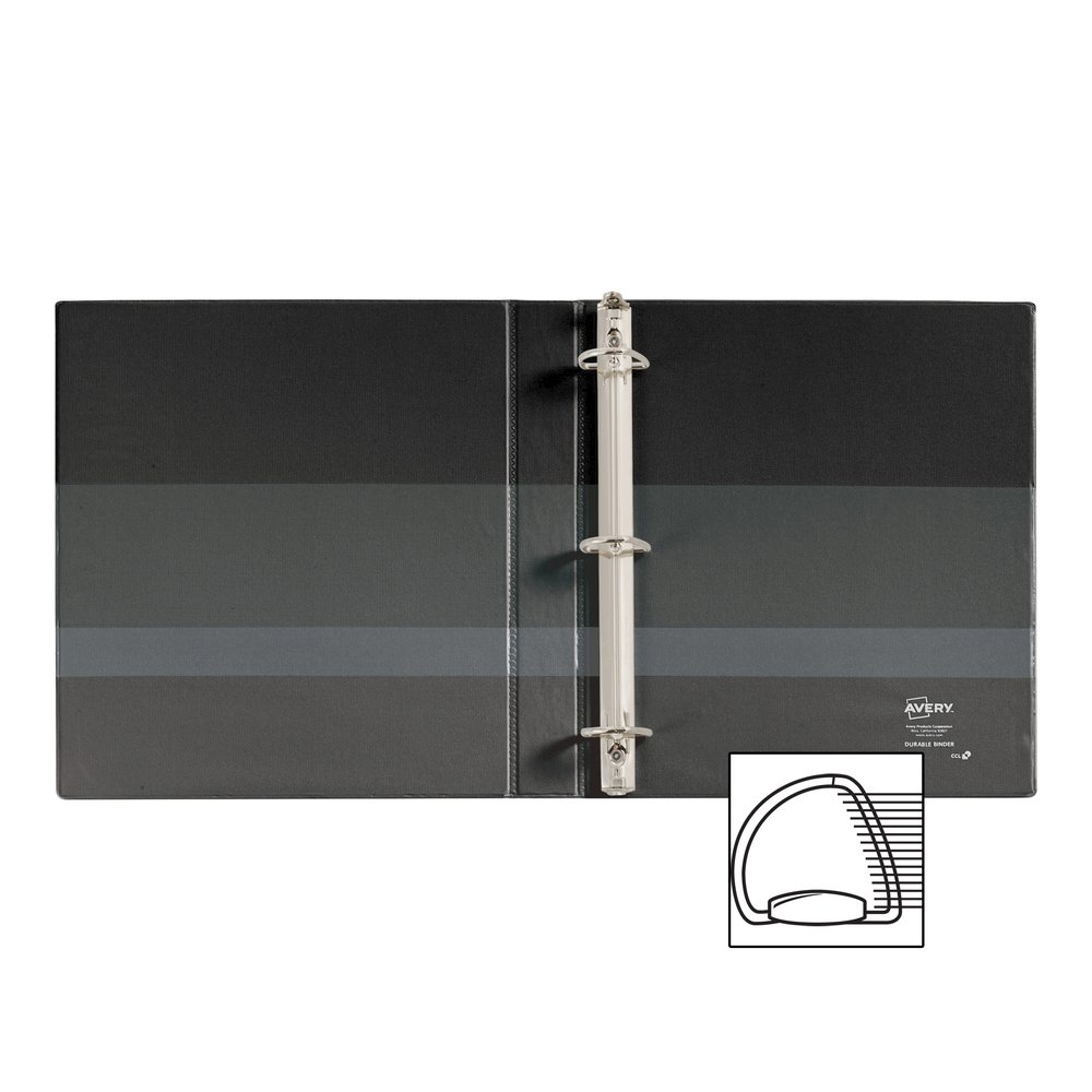 Avery&reg; Durable View Binder - EZD Rings - 1" Binder Capacity - Letter - 8 1/2" x 11" Sheet Size - 275 Sheet Capacity - 3 Ring - Fastener: D-Ring - Pocket: 4, Internal - Poly - Black - Recycled - Ea. Picture 3