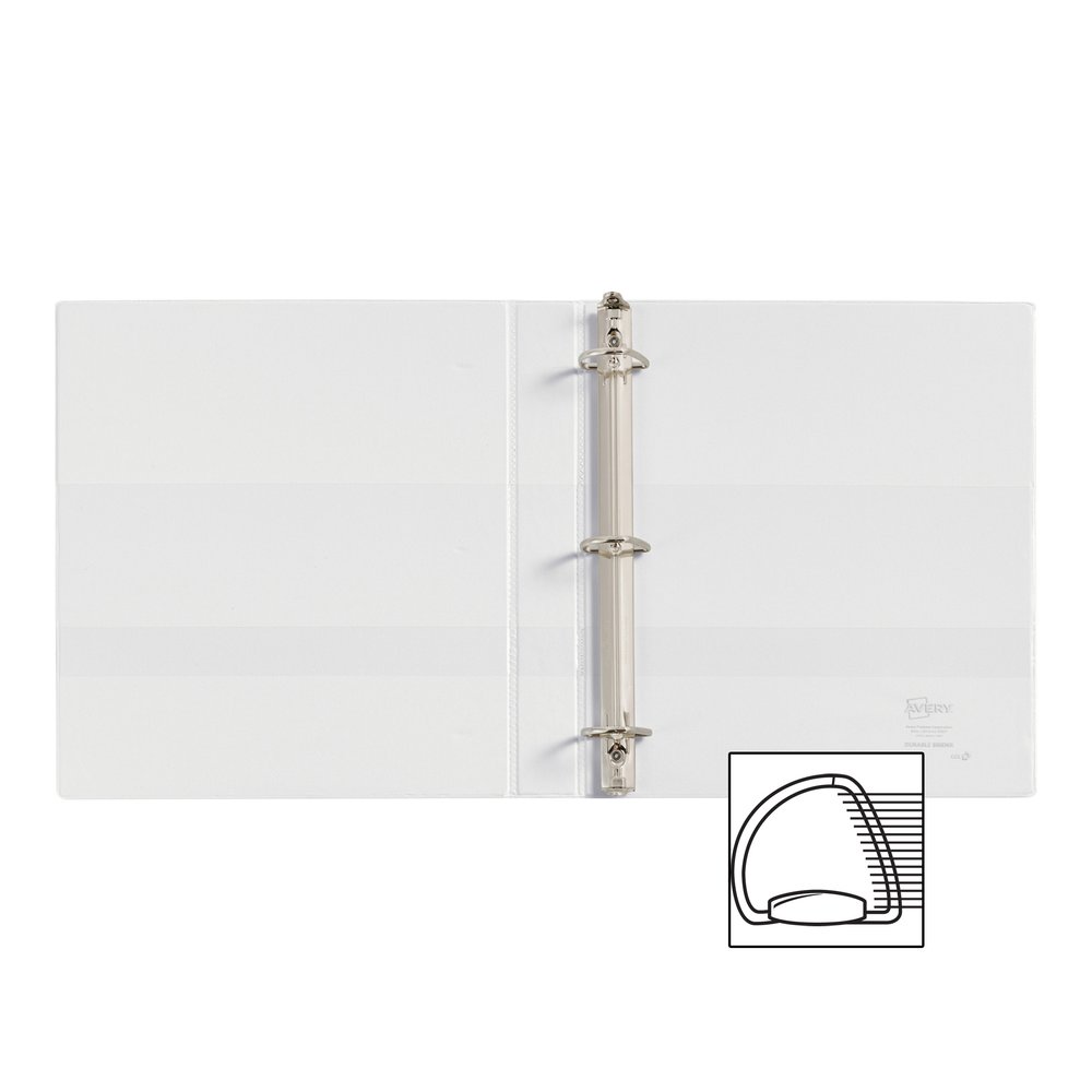 Avery&reg; Durable View Binder - EZD Rings - 1" Binder Capacity - Letter - 8 1/2" x 11" Sheet Size - 275 Sheet Capacity - 3 Ring - Fastener: D-Ring - Pocket: 4, Internal - Poly - White - Recycled - Ea. Picture 3