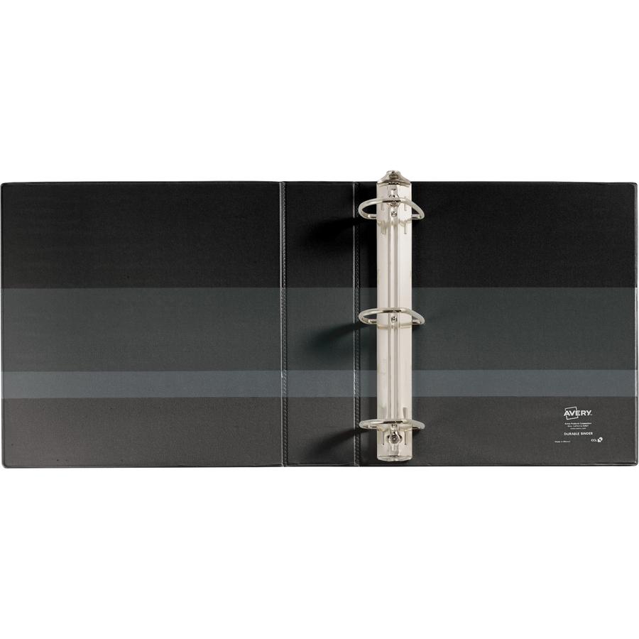 Avery&reg; Durable View Binder - EZD Rings - 2" Binder Capacity - Letter - 8 1/2" x 11" Sheet Size - 540 Sheet Capacity - 3 Ring - Fastener: D-Ring - Pocket: 4, Internal - Poly - Black - Recycled - Ea. Picture 6