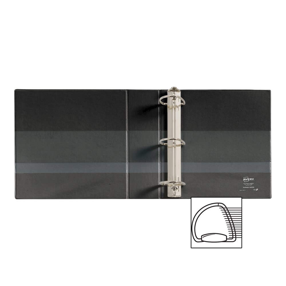 Avery&reg; Durable View Binder - EZD Rings - 3" Binder Capacity - Letter - 8 1/2" x 11" Sheet Size - 670 Sheet Capacity - 3 Ring - Fastener: D-Ring - Pocket: 4, Internal - Poly - Black - Recycled - Ea. Picture 2