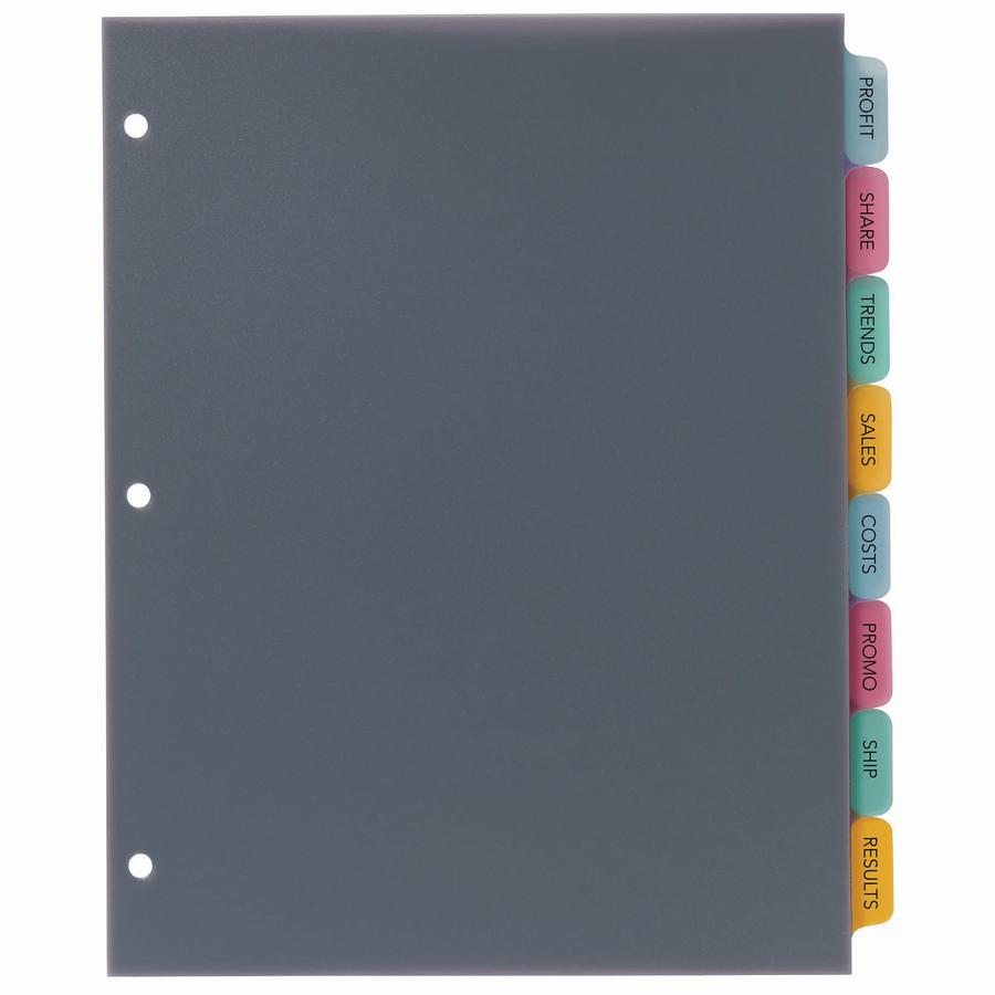 Avery&reg; Index Maker Index Divider - 40 x Divider(s) - 8 - 8 Tab(s)/Set - 8.5" Divider Width x 11" Divider Length - 3 Hole Punched - Translucent Plastic Divider - Multicolor Plastic Tab(s) - 1. Picture 3