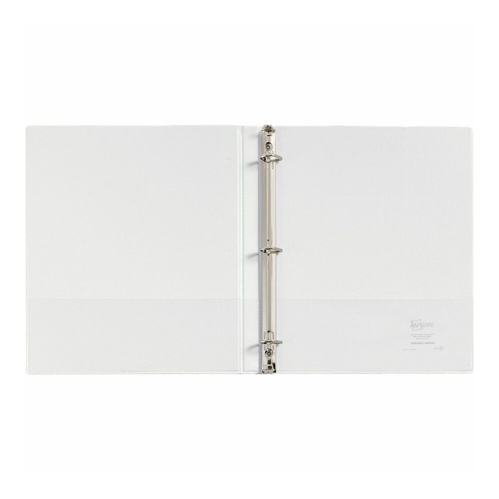 Avery Durable View 3 Ring Binder, 0.5" Slant Rings, 1 White Binder - Avery&reg; Durable View 3 Ring Binder, 0.5" Slant Rings, 1 White Binder (17002). Picture 3