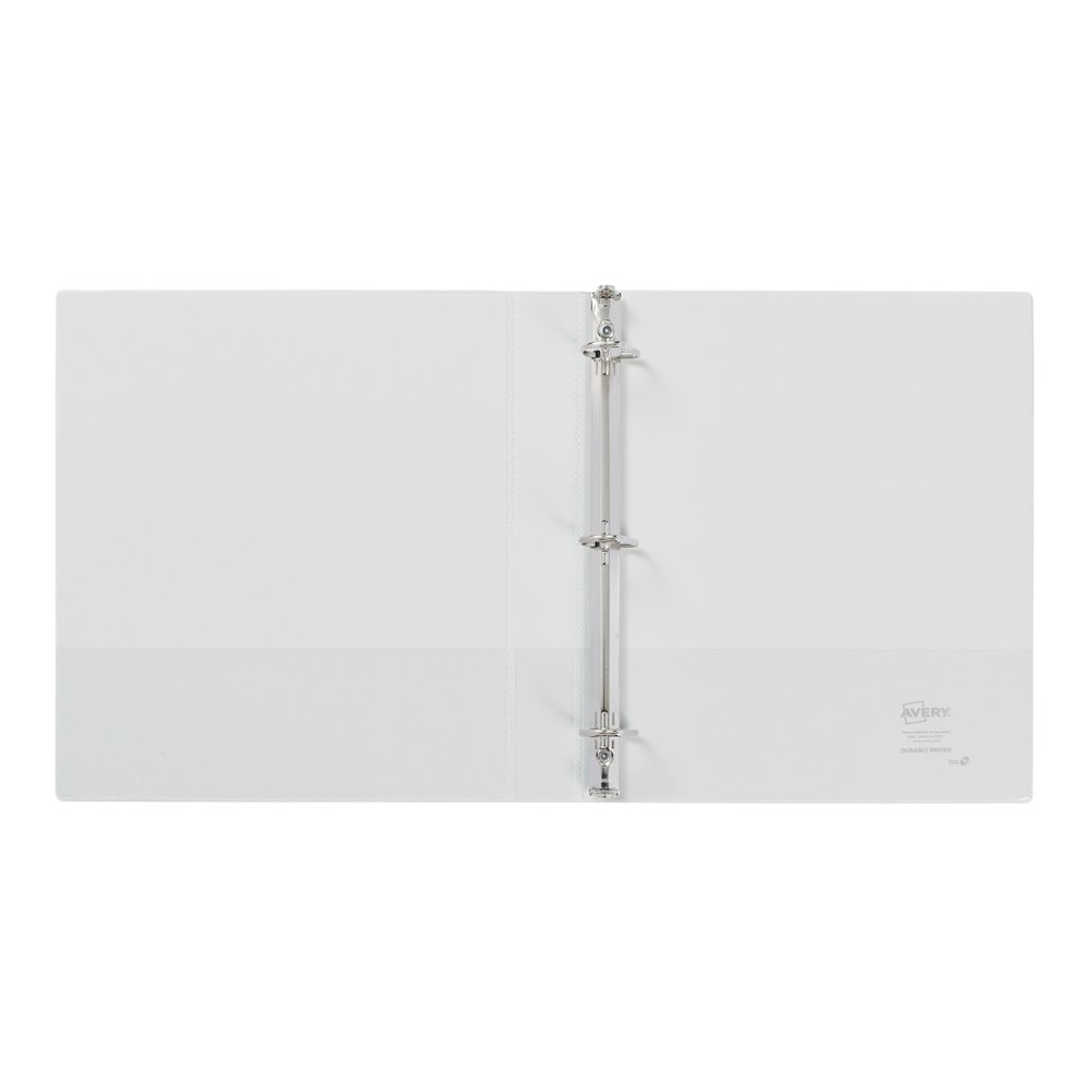Avery&reg; Durable View 3 Ring Binder - 1" Binder Capacity - Letter - 8 1/2" x 11" Sheet Size - 220 Sheet Capacity - 250 Ring - Fastener: Slant Ring - Pocket: 2, Internal - Polypropylene - White - Rec. Picture 3