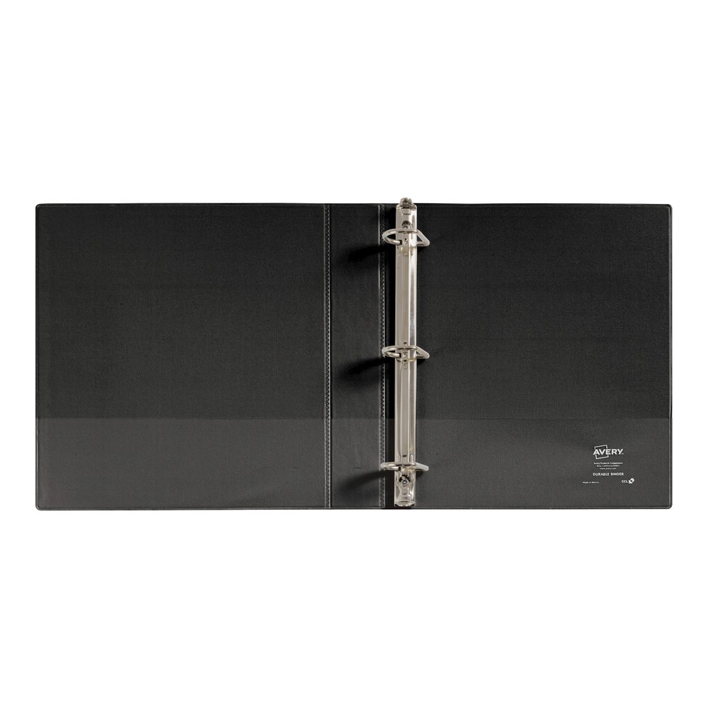 Avery&reg; Durable Binder - DuraHinge - 1 1/2" Binder Capacity - Letter - 8 1/2" x 11" Sheet Size - 375 Sheet Capacity - 3 Ring - Fastener: Slant D-Ring - Pocket: 2, Internal - Black - 1.28 lb - Recyc. Picture 3