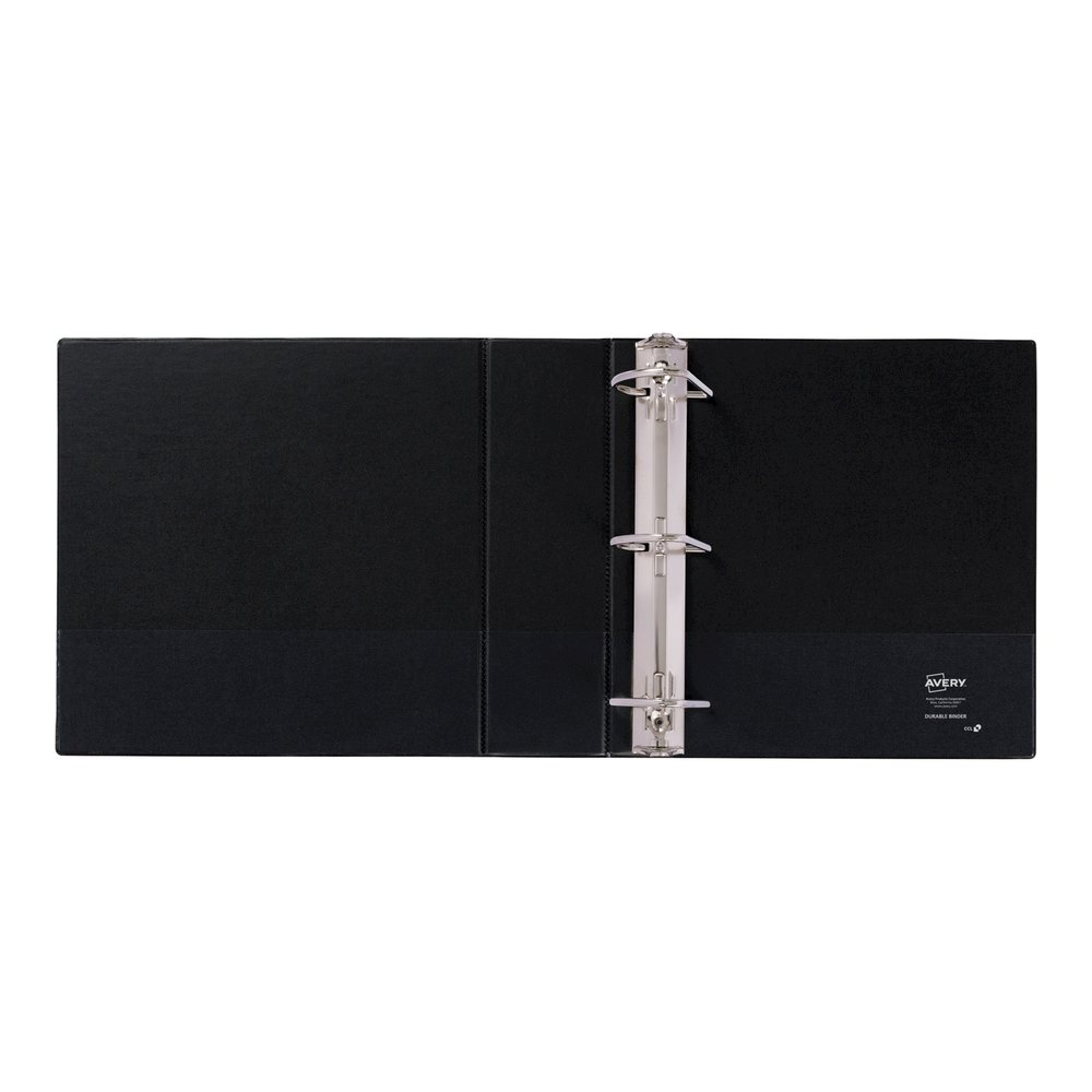 Avery&reg; Durable Binder - DuraHinge - 3" Binder Capacity - Letter - 8 1/2" x 11" Sheet Size - 600 Sheet Capacity - 3 Ring - Fastener: Slant D-Ring - Pocket: 2, Internal - Black - 1.98 lb - Recycled . Picture 3