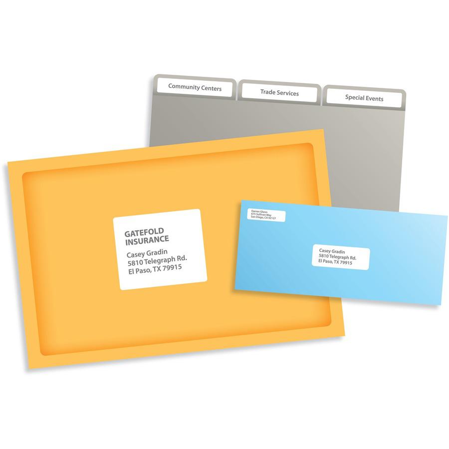 PRES-a-ply Labels - 1" Width x 2 5/8" Length - Permanent Adhesive - Rectangle - Laser, Inkjet - White - Paper - 30 / Sheet - 250 Total Sheets - 7500 Total Label(s) - 7500 / Box. Picture 4