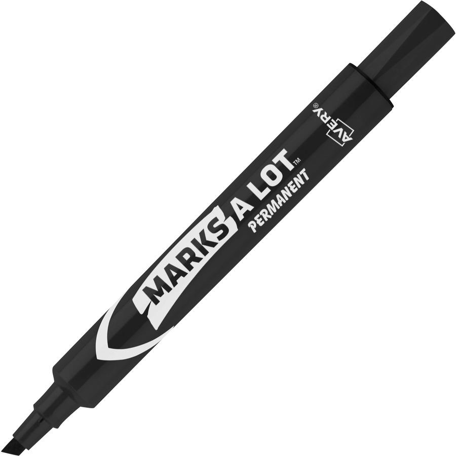 Avery&reg; Permanent Markers - 4.7625 mm Marker Point Size - Chisel Marker Point Style - Red, Black - 24 / Box. Picture 2