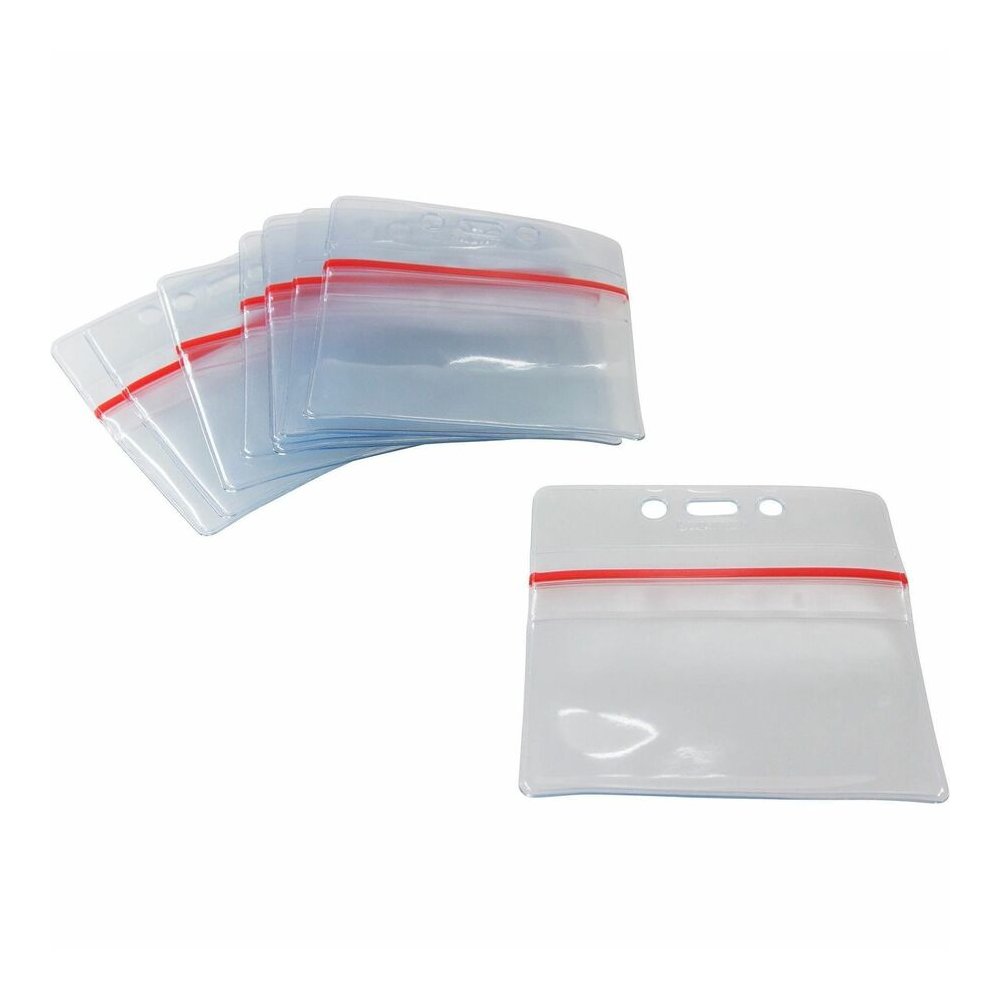 SICURIX Badge Holder - Support 3.75" x 2.62" Media - Horizontal - Vinyl - Clear - Zipper Lock - 50 / Pack. Picture 2