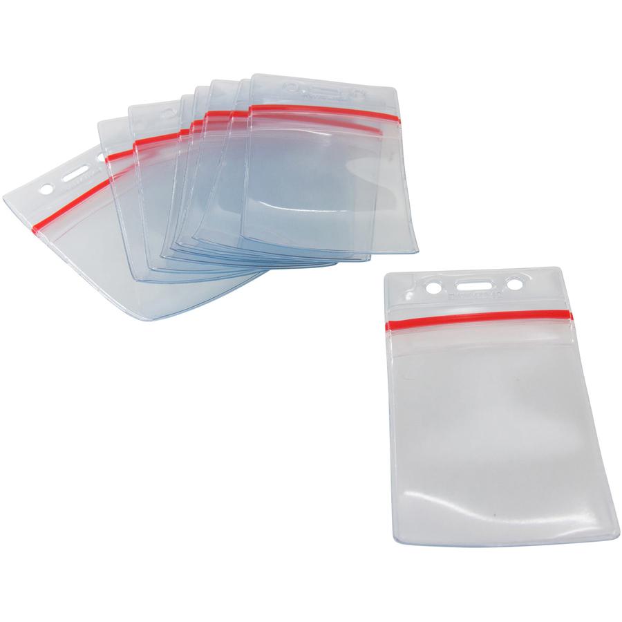 SICURIX Sealable ID Badge Holder - Support 2.62" x 3.75" Media - Vertical - Vinyl - 50 / Pack - Clear. Picture 7