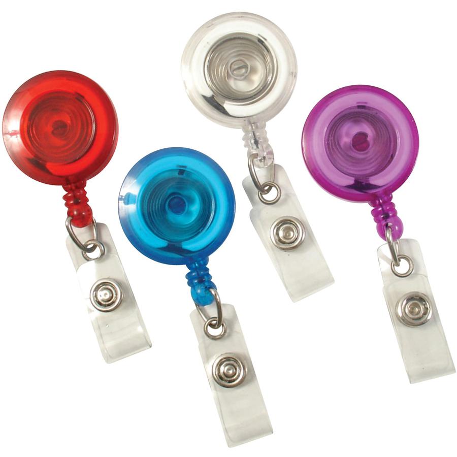 SICURIX ID Card Reel With Belt Clip - Plastic - 4 / Pack - Assorted. Picture 3