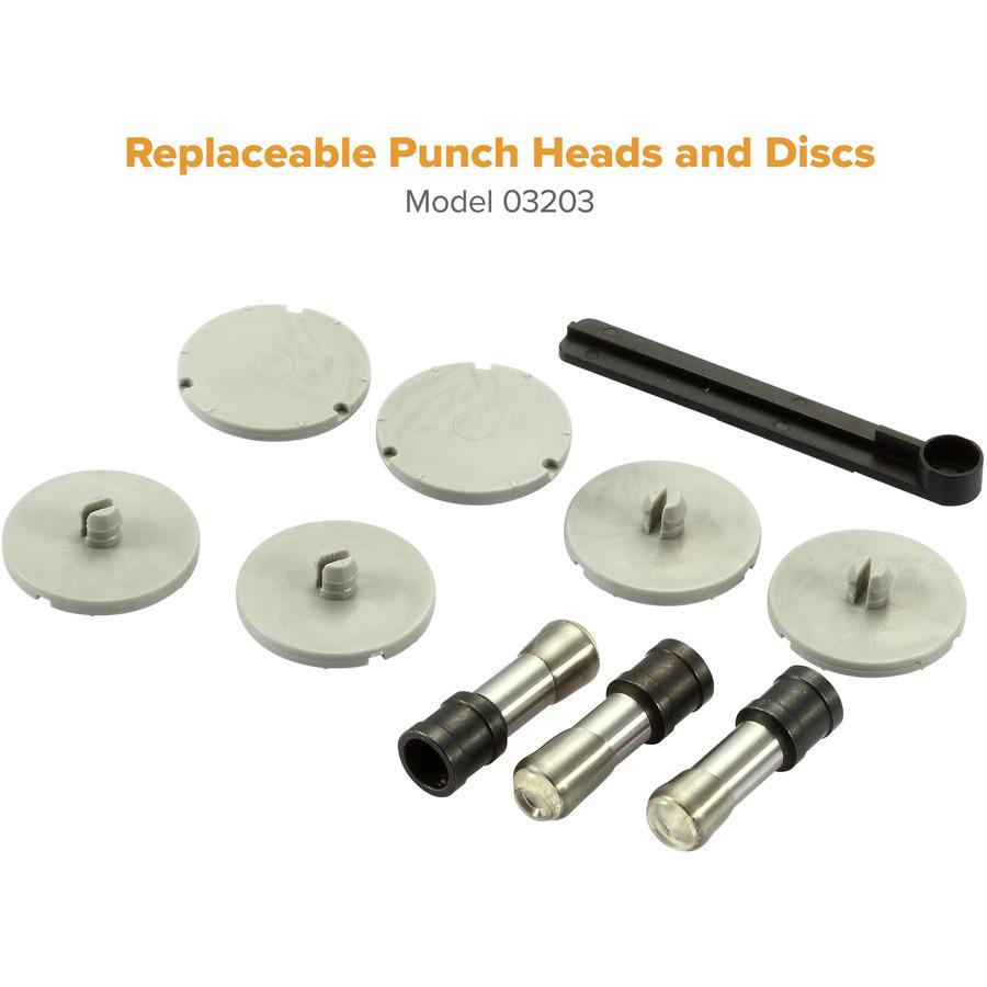 Bostitch Antimicrobial Adjustable Hole Punch - 3 Punch Head(s) - 160 Sheet of 20lb Paper - 9/32" Punch Size - Round Shape - 15" x 6" - Black, Silver. Picture 5