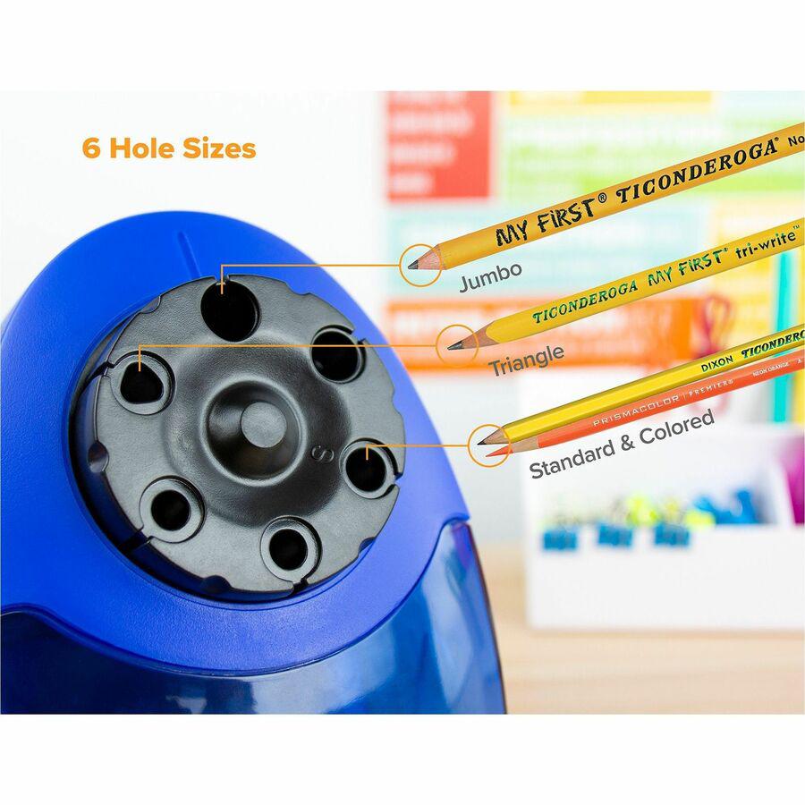 Bostitch QuietSharp 6 Heavy Duty Classroom Electric Pencil Sharpener - Desktop - 6 Hole(s) - 7.5" Height x 5" Width x 9" Depth - Black, Blue - 1 Each. Picture 10