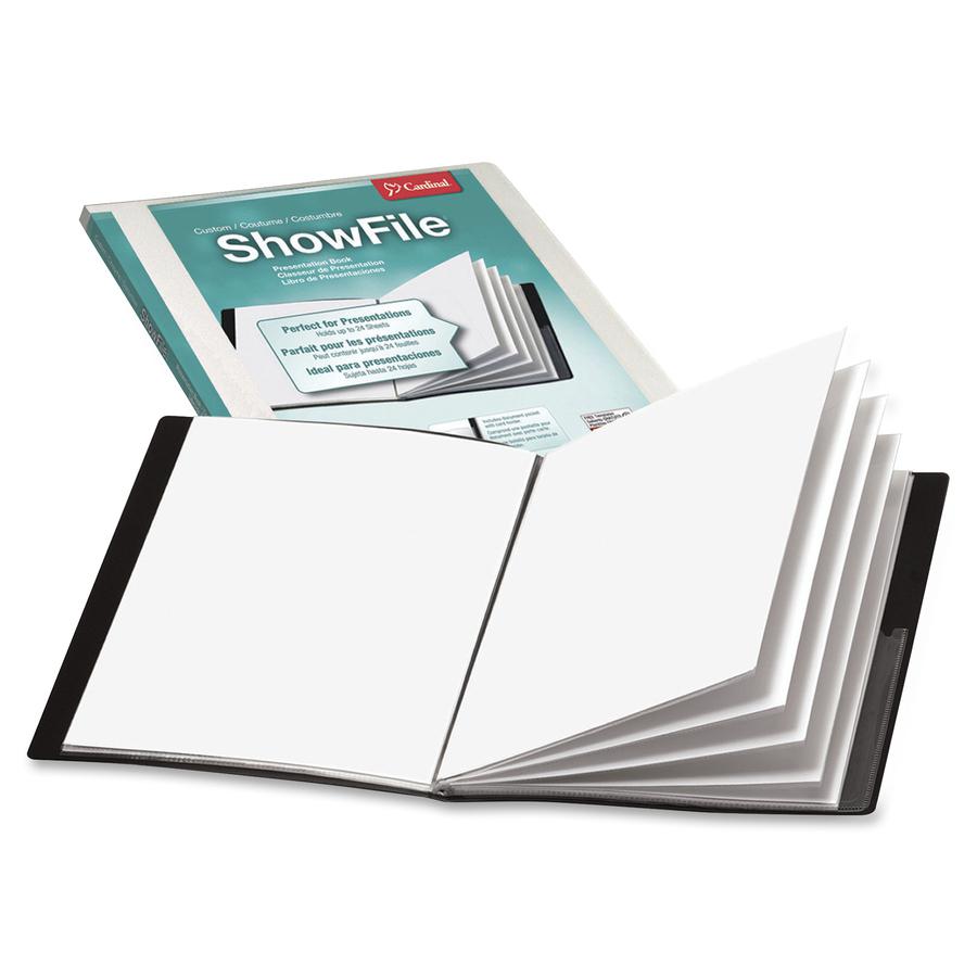 Cardinal ShowFile 50232 Letter Presentation Book - 8 1/2" x 11" - 48 Sheet Capacity - 24 Internal Pocket(s) - Polypropylene, Poly - Black - 1 Each. Picture 4