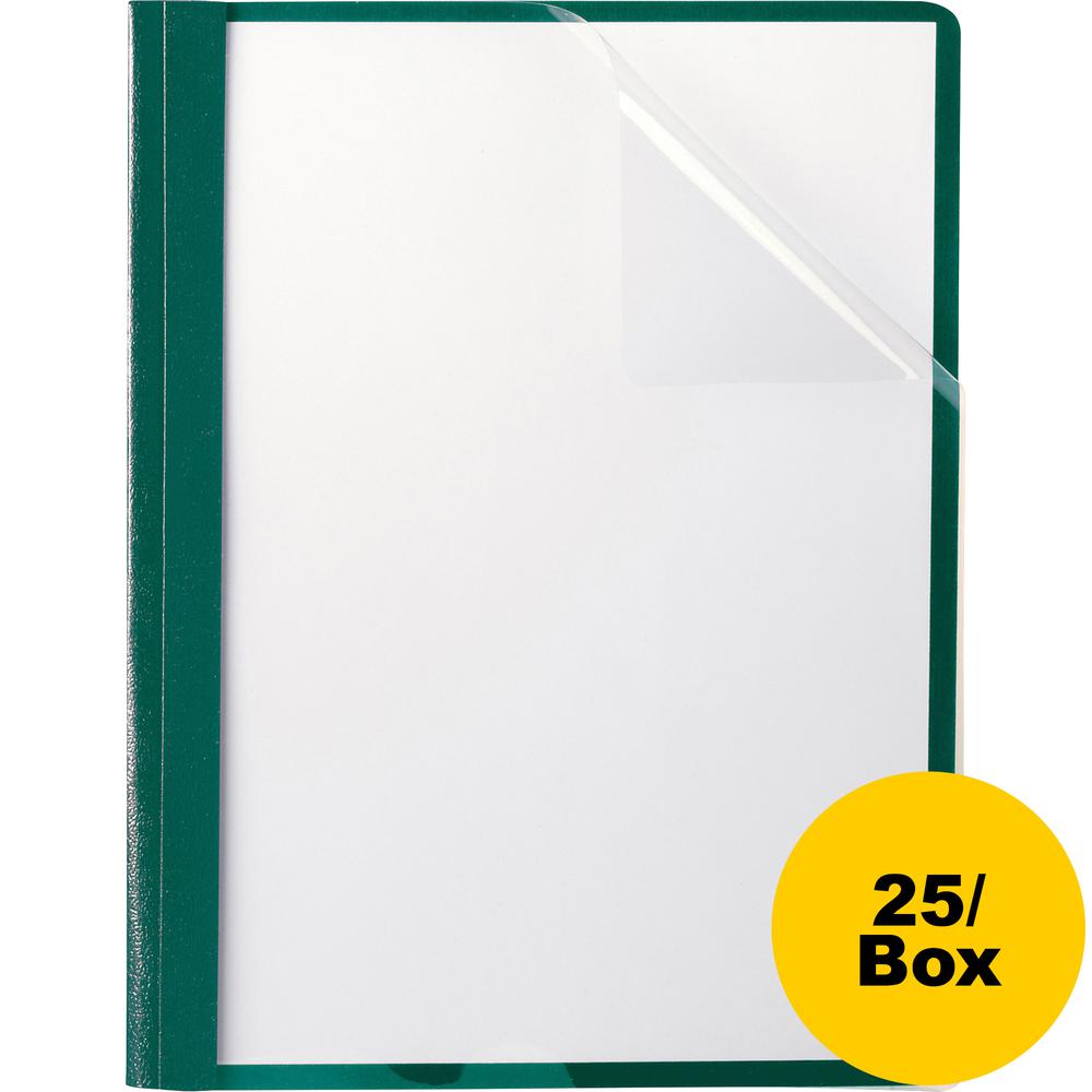 Oxford Letter Recycled Report Cover - 8 1/2" x 11" - 100 Sheet Capacity - 3 x Tang Fastener(s) - 1/2" Fastener Capacity for Folder - Leatherette - Hunter Green - 10% Recycled - 1 / Each. Picture 4