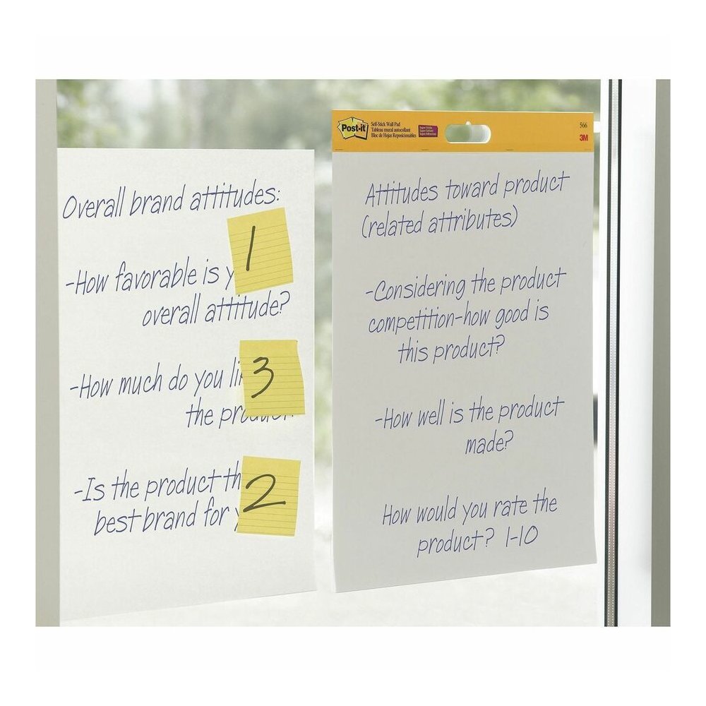 Post-it&reg; Self-Stick Easel Pads - 20 Sheets - Plain - Stapled - 18.50 lb Basis Weight - 20" x 23" Sheet Size - White Paper - Cardboard Cover - Resist Bleed-through, Removable, Sturdy Back - No - 2 . Picture 2