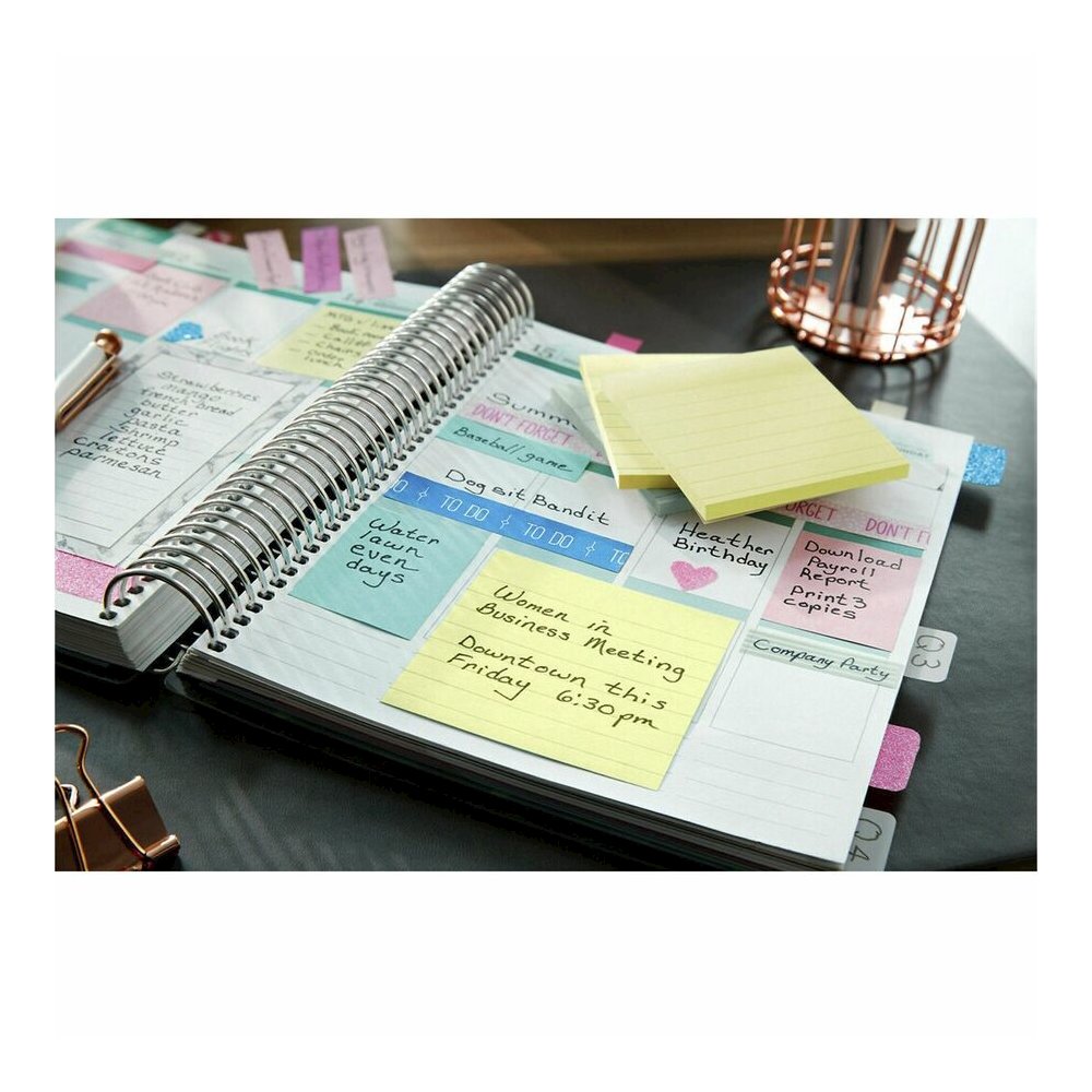Post-it&reg; Original Lined Notes, Canary Yellow, 3" x 5" , 100 Sheets/Pad, 12 Pads/PK - 1200 x Canary Yellow - 3" Flag/Note Width x 5" Flag/Note Length - Rectangle - 100 Sheets per Pad - Ruled - Cana. Picture 4