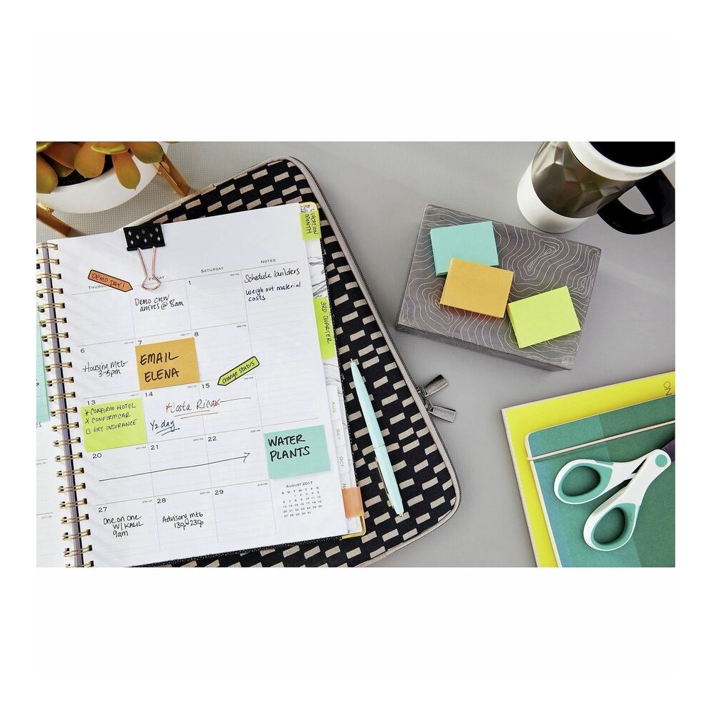 Post-it&reg; Notes Original Notepads - Poptimistic Color Collection - 1200 - 1 1/2" Flag/Note Width x 2" Flag/Note Length - Rectangle - 100 Sheets per Pad - Unruled - Power Pink, Acid Lime, Aqua Splas. Picture 2